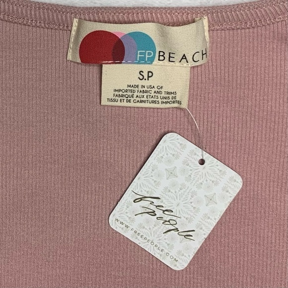 New Free People Beach Daphne Crop Top Ribbed Rose Pink Size S - Picture 9 of 17